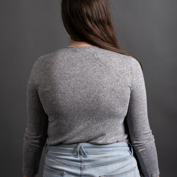 Grey Crossed V-Neck by Peyton Jensen - Picture 6 of 8